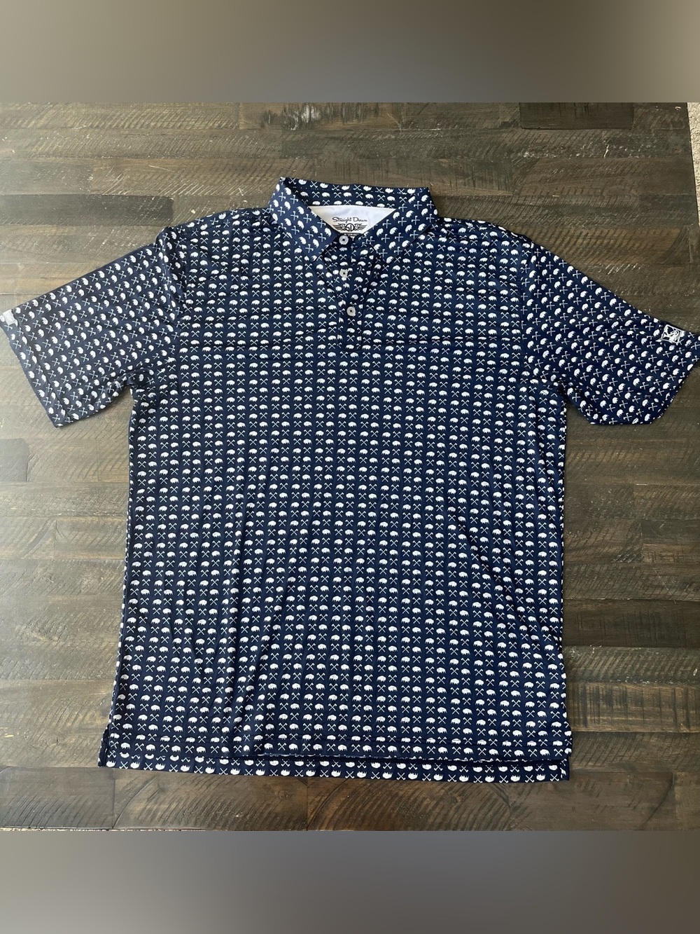 Straight Down Golf Polo XXL Kinsale Country Club Buffalo All-Over Print Blue⁠